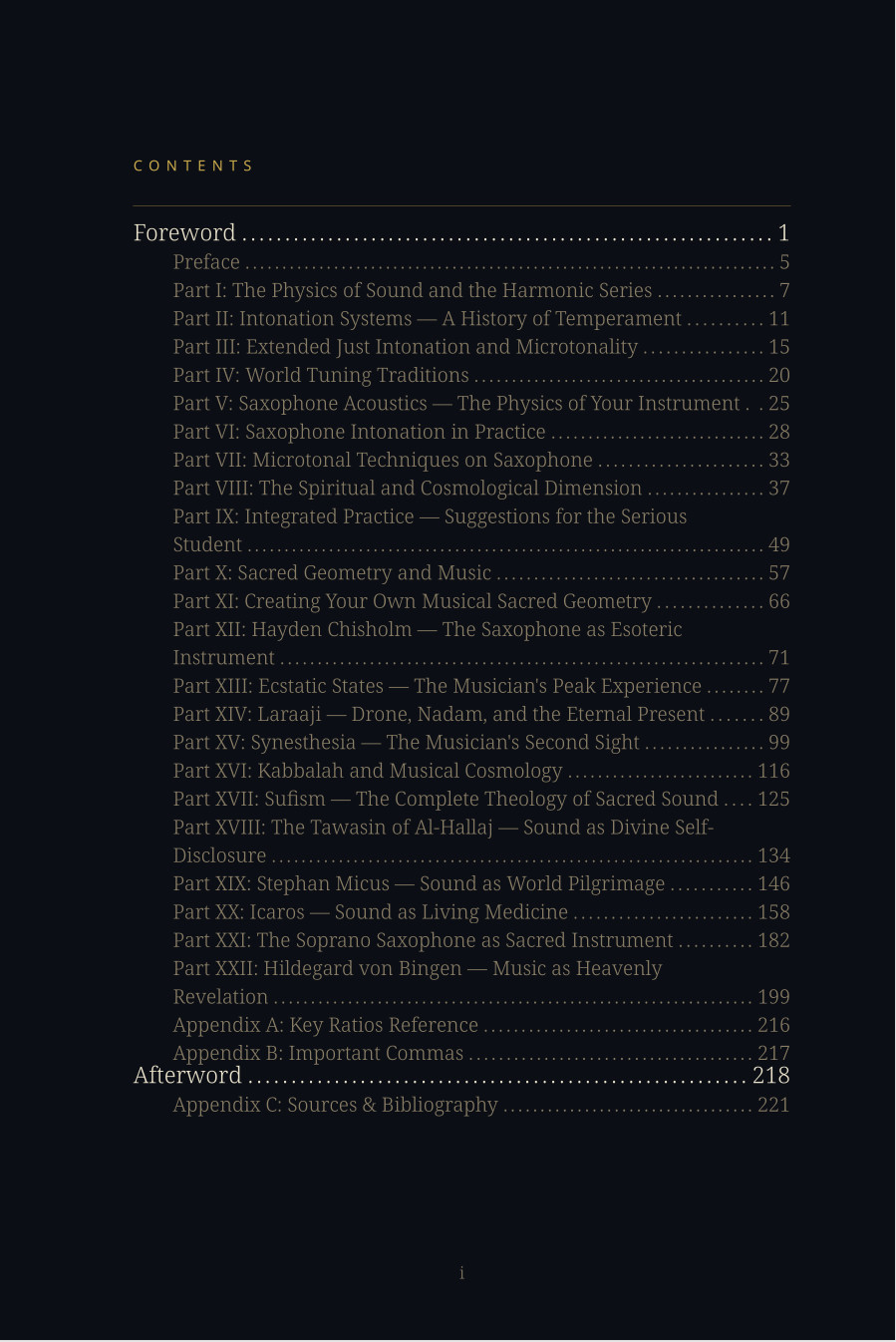 Table of Contents — The Saxophonist's Compendium